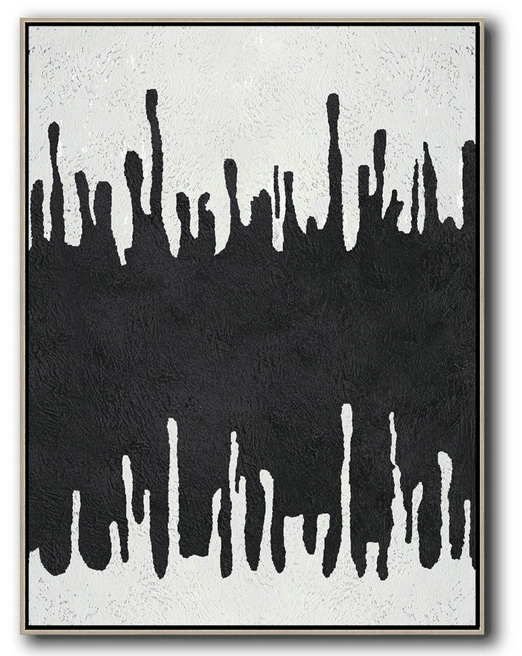Black And White Minimal Painting On Canvas,Large Abstract Wall Art #F8L7